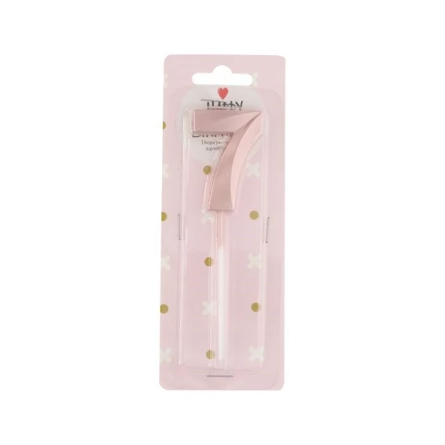 Szülinapi számgyertya 7-es betűzős paraffin 5 cm rosegold