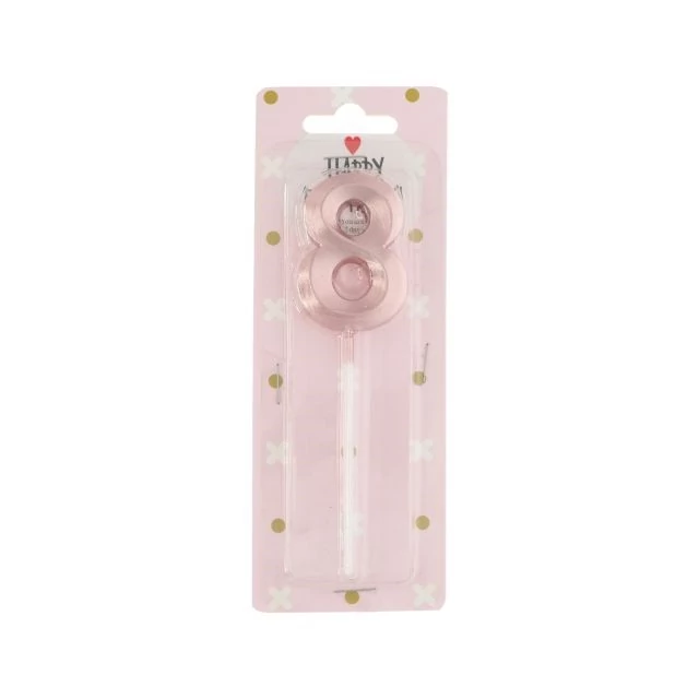 Betűzős szülinapi számgyertya 8-as paraffin 5 cm rosegold
