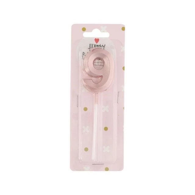 Szülinapi számgyertya 9-es betűzős paraffin 5 cm rosegold