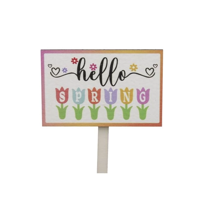 Tábla „hello spring” felirattal fa betűzős színes 10,5×6,5 cm (8 db)