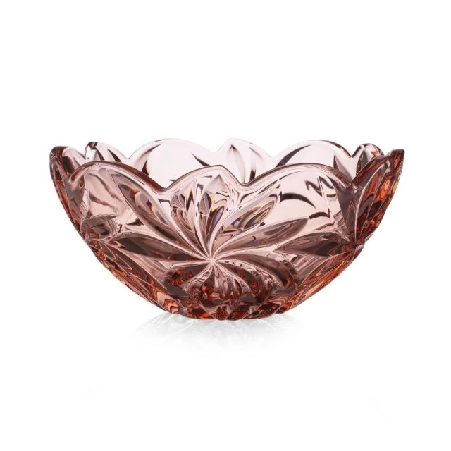 Üveg tál FLORA, 28 cm, rózsaszín