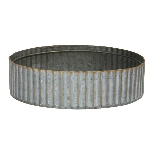 Bádog tál, szürke, arany, 23x6 cm