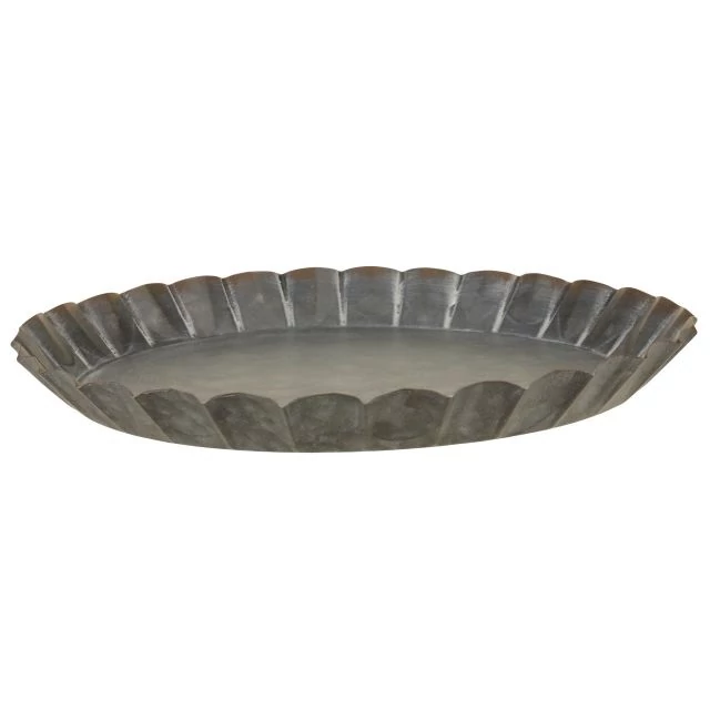 Tál mintás széllel, fém, 30 cm, szürke