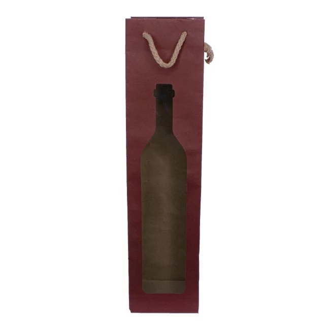 Boros tasak ablakkal papír 9x37x8,5 cm bordó