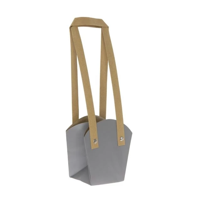 Tasak cserepes virághoz, füllel, 11 7 12 cm, szürke