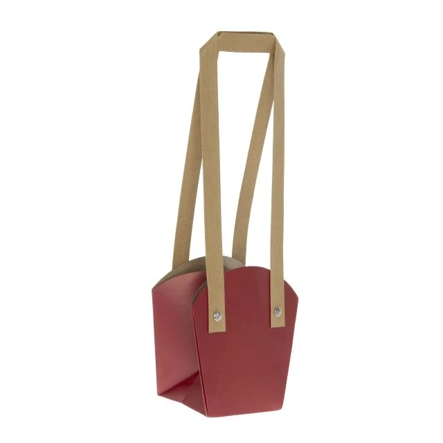 Cserepes virághoz tasak füllel, 16,5x11,5x18,5 cm, piros