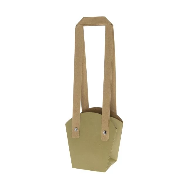 Cserepes virághoz tasak füllel, 16,5x11,5x18,5 cm, khaki