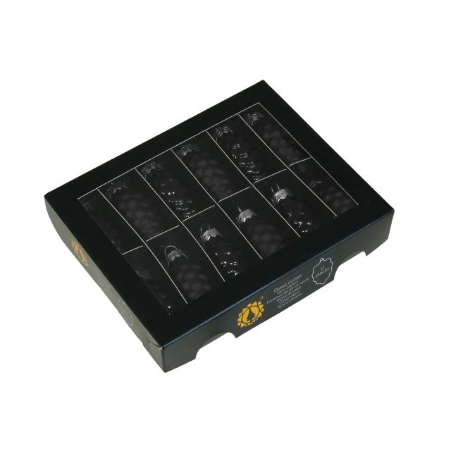 Üveg toboz, 6 cm, black, 12 db
