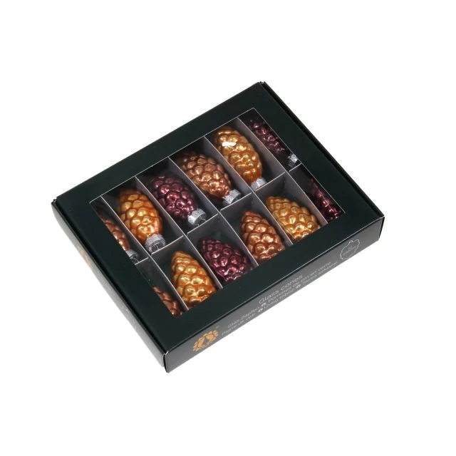 Üveg toboz, 6 cm, caramel brown, 12 db