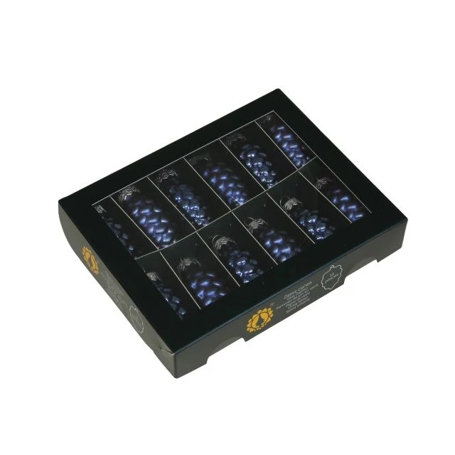 Üveg toboz, 6 cm, night blue, 12 db