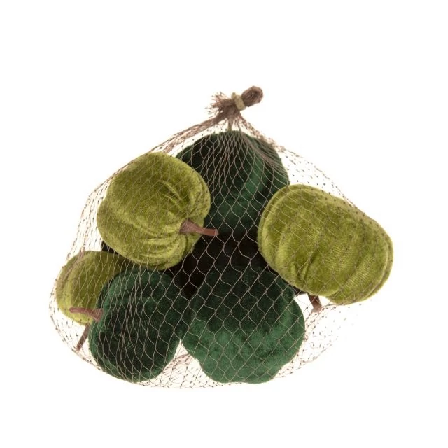 Bársony tök, hungarocell, zöld és fekete, 6 x 8 cm, 9 db