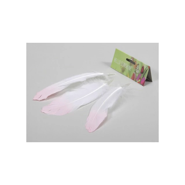 Rózsaszín/fehér toll, 20 cm, 12 db