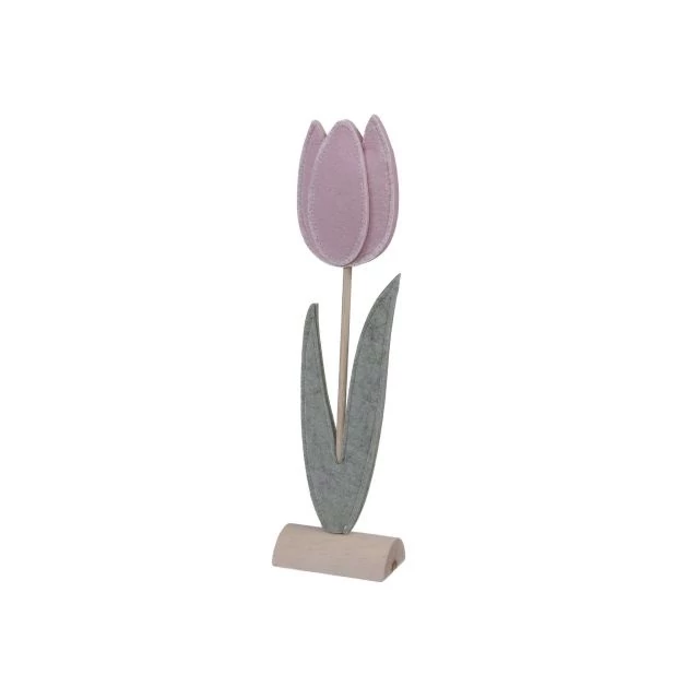Álló tulipán, filc, rózsaszín, zöld, 8x4,5x30,5 cm, 2 db