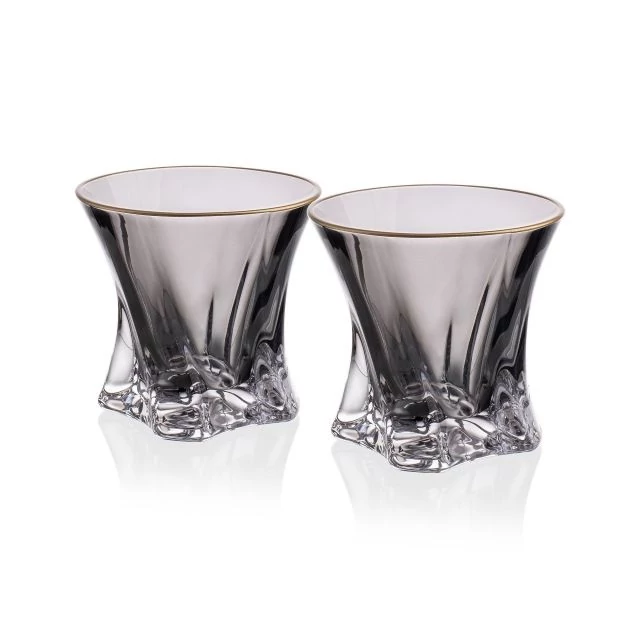 COOPER tumbler pohár szett arany szegéllyel szürke üveg 320 ml 9,5 cm 6 db