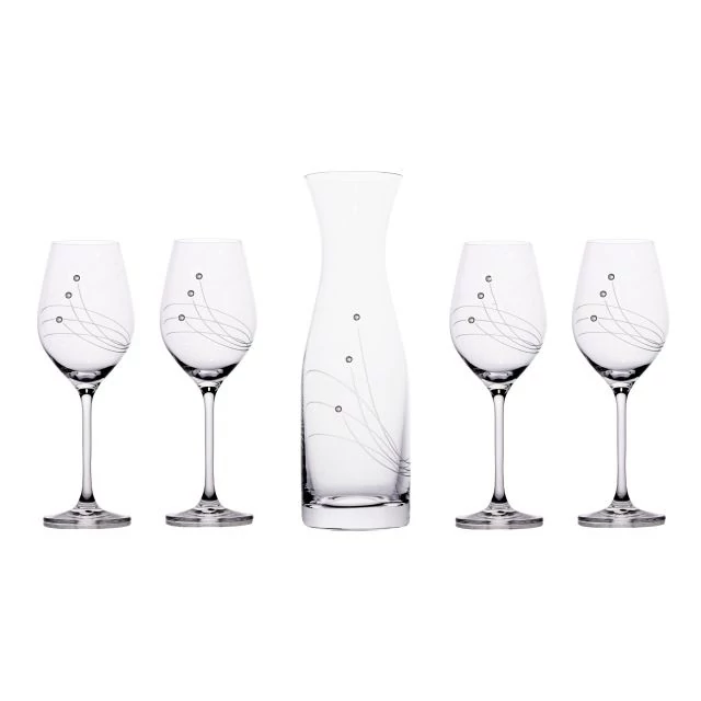 Üveg pohár boros + üveg swarovski díszítéssel üveg 360ml/1000ml 5 db
