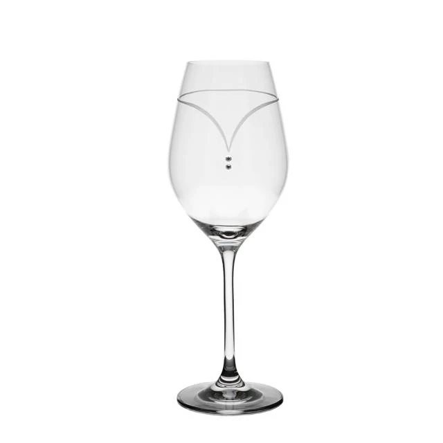Üveg pohár swarovski dísszel bor 360ml átlátszó 6 db
