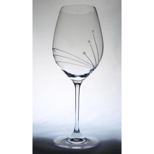 Boros üveg pohár, Swarovski dísszel, 470 ml, átlátszó, 6 db