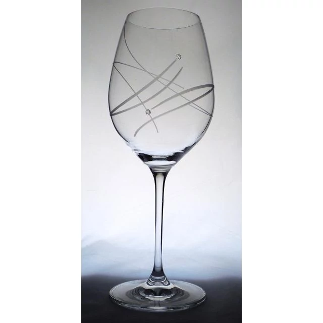 Üveg pohár swarovski dísszel bor 470ml átlátszó 6 db