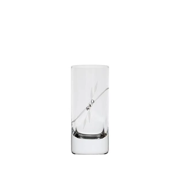 Pálinkás üveg pohár, Swarovski dísszel, 70 ml, átlátszó, 6 db
