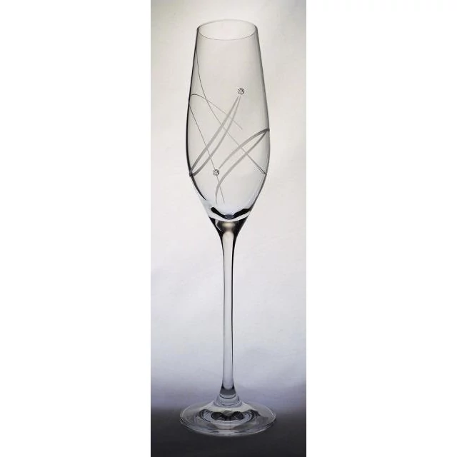 Swarovski díszítésű üveg pohár, pezsgő, 210 ml, átlátszó, 2 db