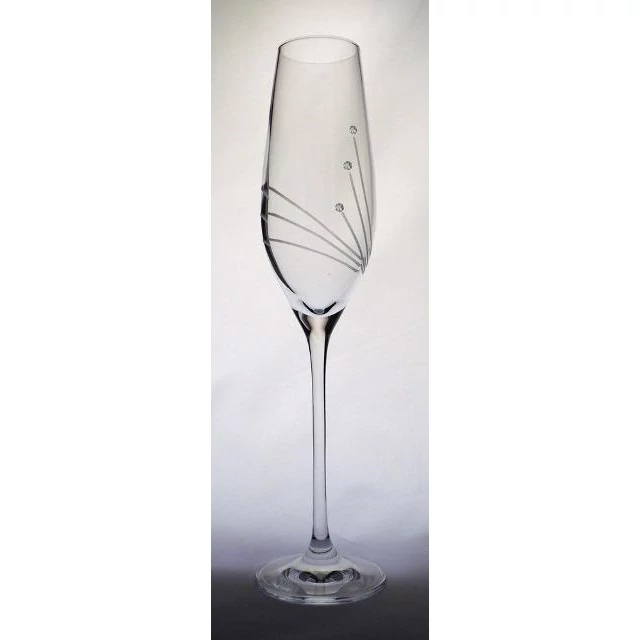 Swarovski díszítésű üveg pohár, pezsgő, 210 ml, átlátszó, 6 db
