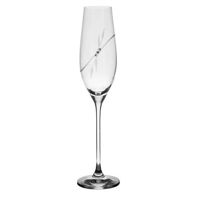 Pezsgős üveg pohár, Swarovski dísszel, 210 ml, átlátszó, 2 db
