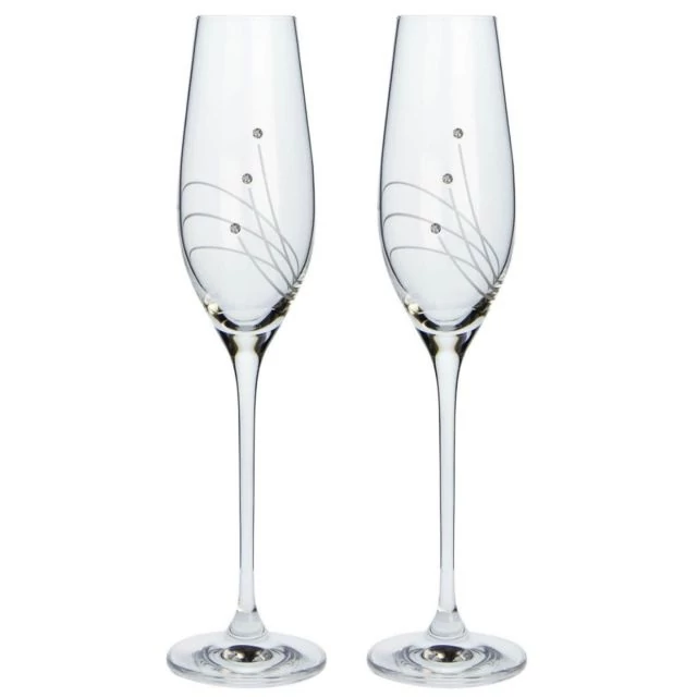 Pezsgős üveg pohár, Swarovski dísszel, 210 ml, átlátszó, 2 db