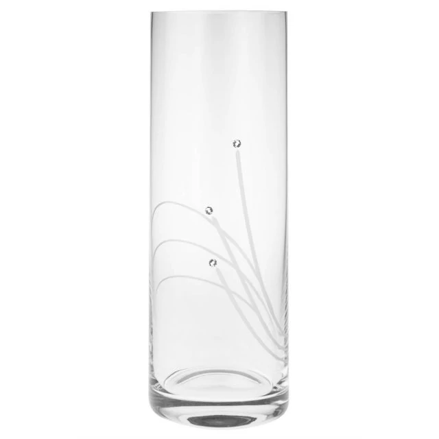 Üveg váza Swarovski kristállyal, 30x10,6 cm, átlátszó