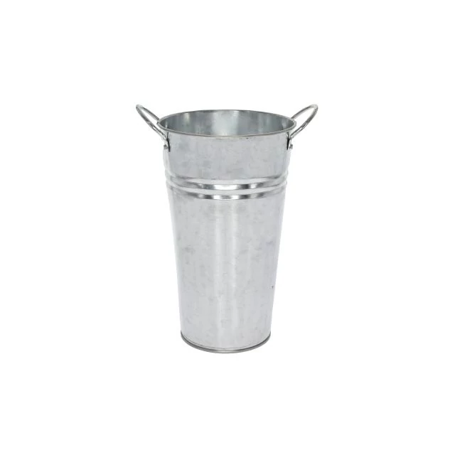 Váza kerek fogóval fém 13x9x21cm ezüst