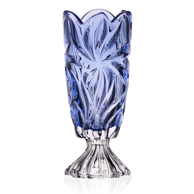 Váza talpas FLORA üveg 36,5x15 cm kék