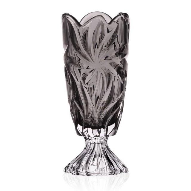 Váza talpas FLORA üveg 36,5x15 cm szürke