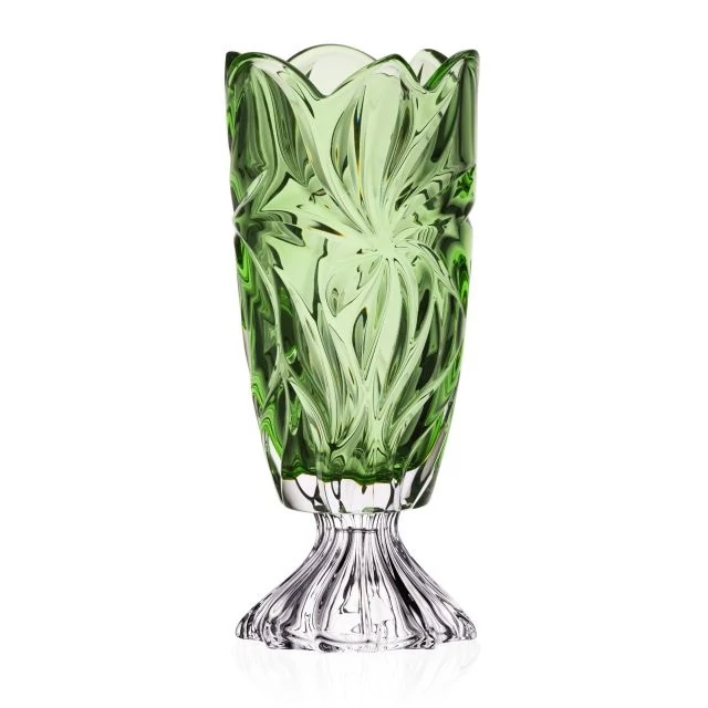 Váza talpas FLORA üveg 36,5x15 cm zöld