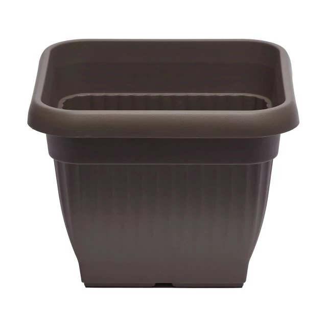 Bordázott szögletes műanyag virágcserép taupe 40×26×32 cm