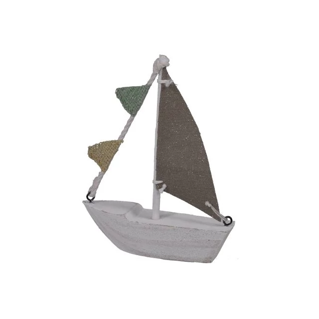 Vitorláshajó fa fehér, barna 11×3×14,5 cm