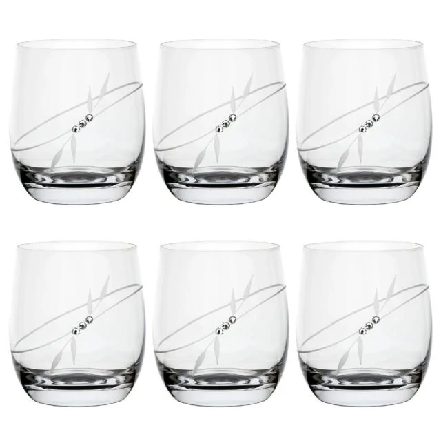 Üveg whisky pohár Swarovski kristállyal átlátszó 350 ml 6 db