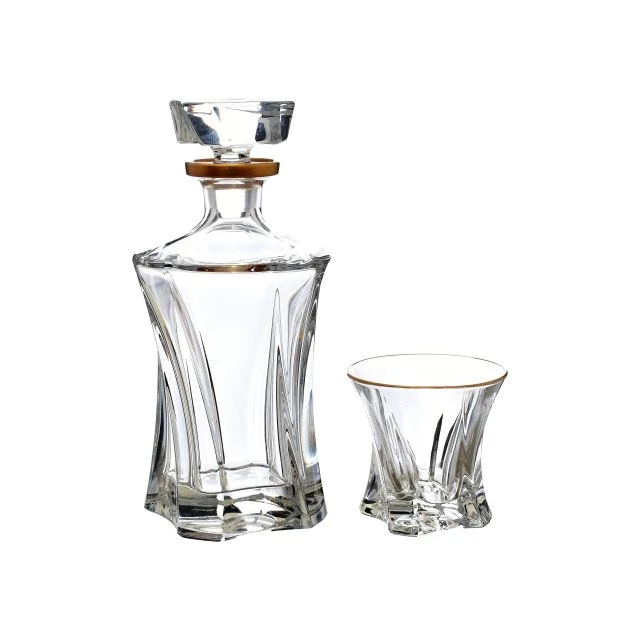 Whisky szett COOPER arany szegéllyel üveg 25 cm átlátszó 7 db