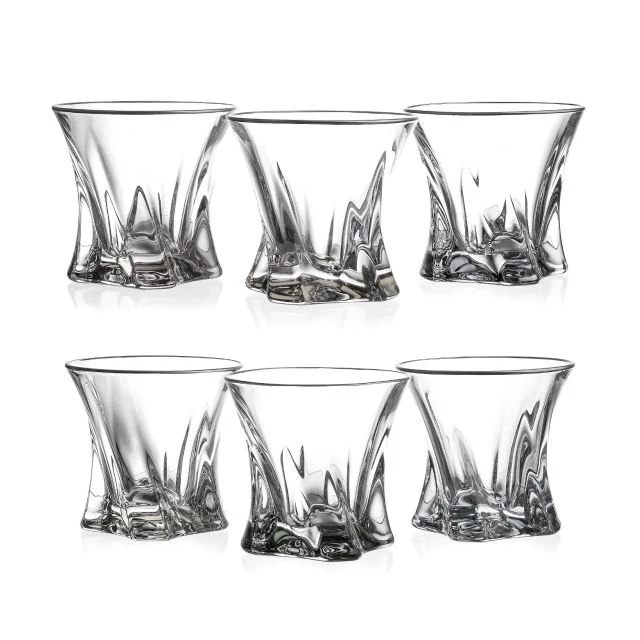 Whisky szett COOPER ezüst szegéllyel üveg 25 cm átlátszó 7 db